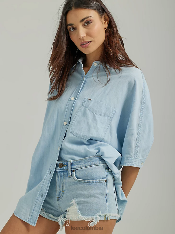 Lee mujer camisa holgada con botones y un bolsillo espuma ropa Z6H6F399