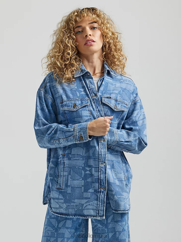 Lee mujer sobrecamisa geométrica de ajuste relajado geo láser ropa Z6H6F401