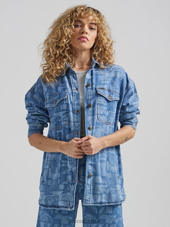 Lee mujer sobrecamisa geométrica de ajuste relajado geo láser ropa Z6H6F401