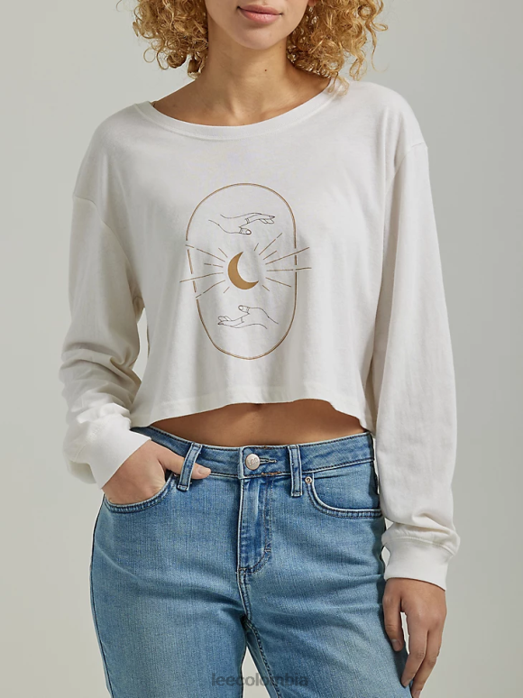 Lee mujer Camiseta corta con gráfico de manga larga estilo boyfriend con manos de luna malvavisco ropa Z6H6F384