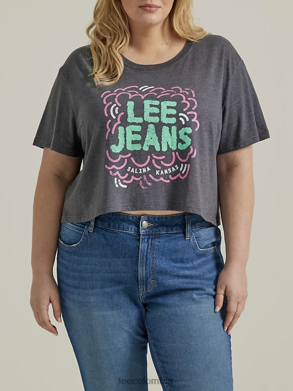 Lee mujer Camiseta corta con gráfico estilo boyfriend de jeans (más) brezo de carbón ropa Z6H6F381