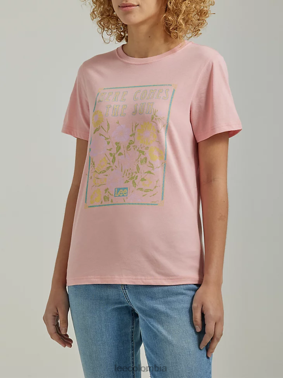 Lee mujer camiseta ajustada con estampado de flores de sol glaseado rosa ropa Z6H6F365