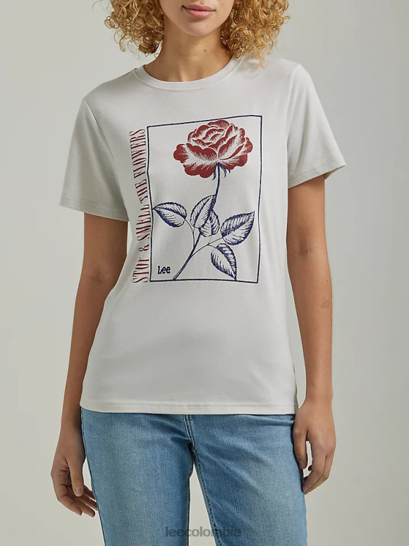 Lee mujer camiseta ajustada con gráfico "oler las flores" roca lunar ropa Z6H6F355