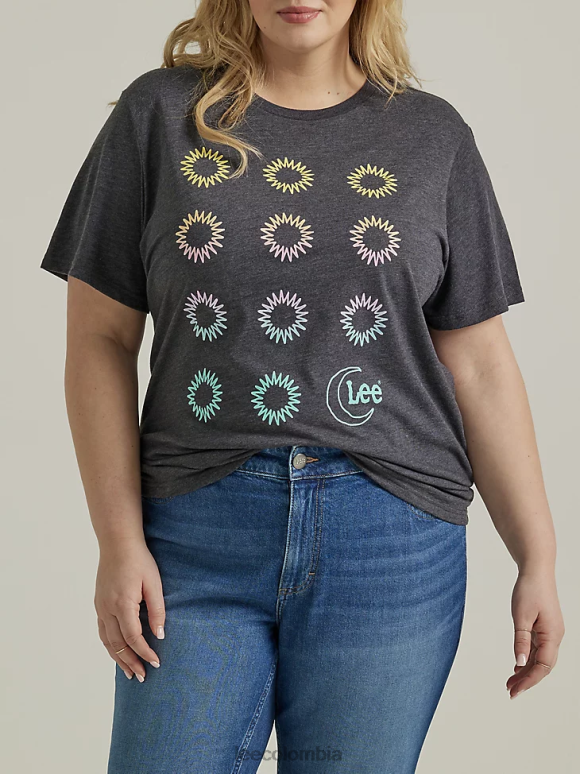Lee mujer camiseta con estampado de flores de colores (más) brezo negro azabache ropa Z6H6F366