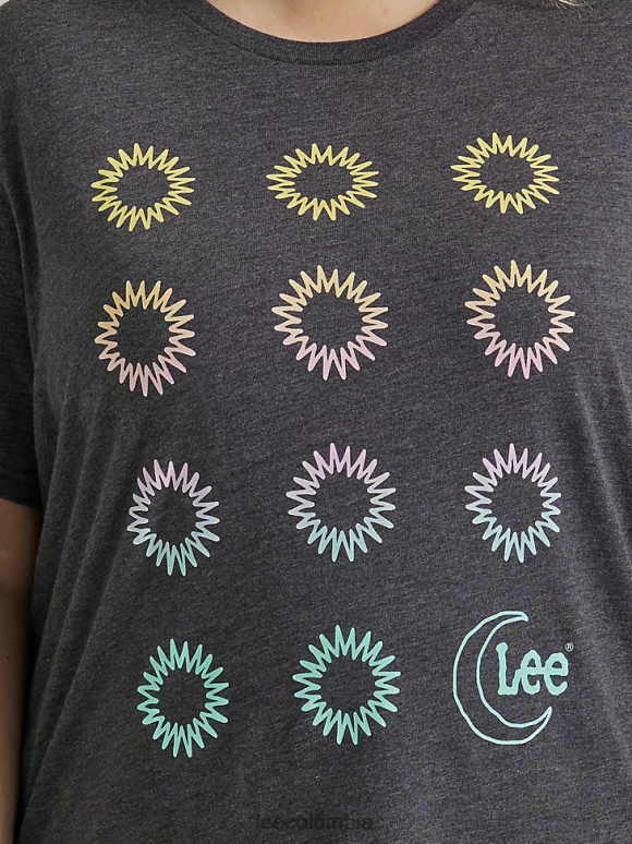 Lee mujer camiseta con estampado de flores de colores (más) brezo negro azabache ropa Z6H6F366