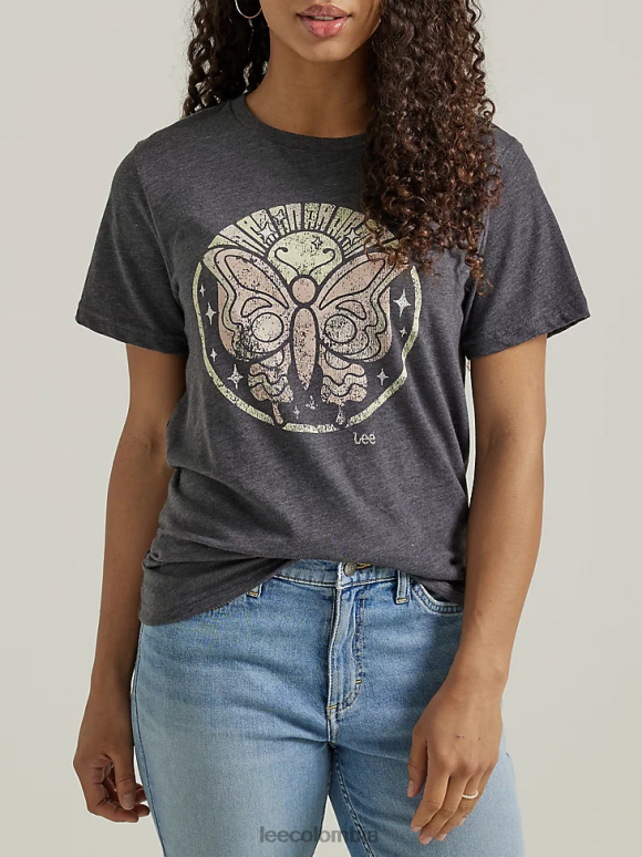 Lee mujer camiseta con estampado de mariposa brezo de carbón ropa Z6H6F345