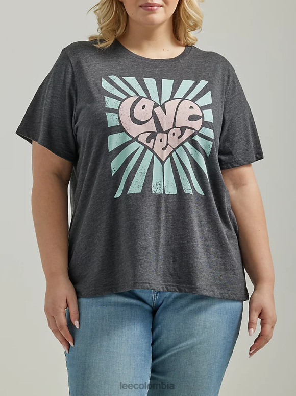 Lee mujer camiseta con gráfico de amor (más) negro azabache ropa Z6H6F391