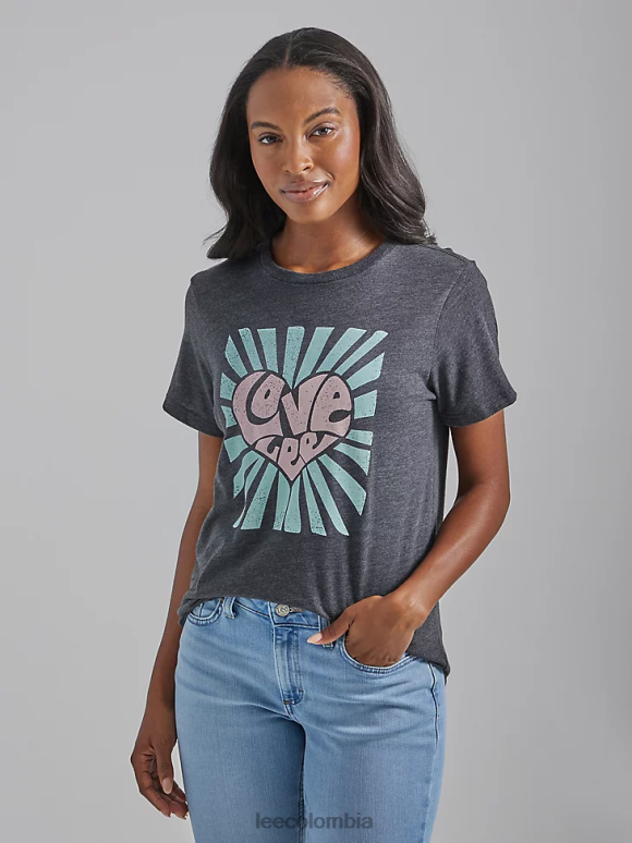 Lee mujer camiseta con gráfico de amor negro azabache ropa Z6H6F374