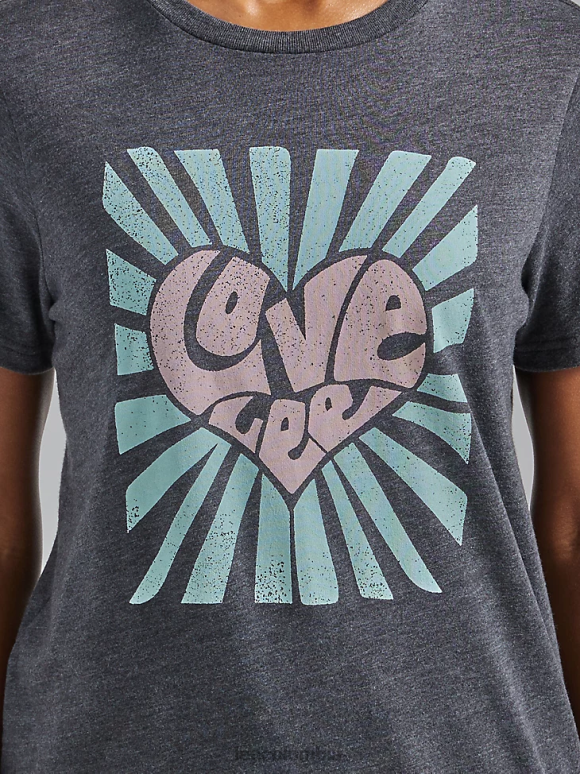 Lee mujer camiseta con gráfico de amor negro azabache ropa Z6H6F374