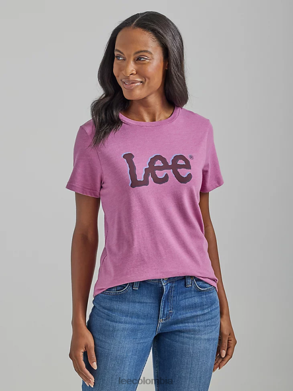 Lee mujer camiseta con gráfico de contracción de color brezo prunella ropa Z6H6F377