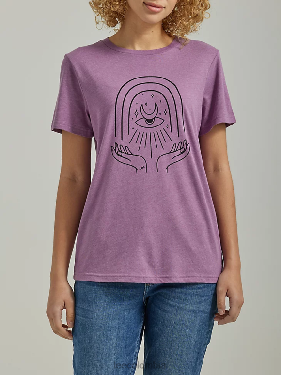 Lee mujer camiseta con gráfico de manos de astrología ciruela oscura ropa Z6H6F350