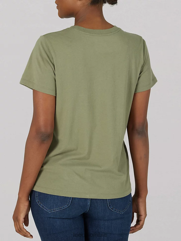 Lee mujer camiseta con logo llamativo verde liquen profundo ropa Z6H6F361