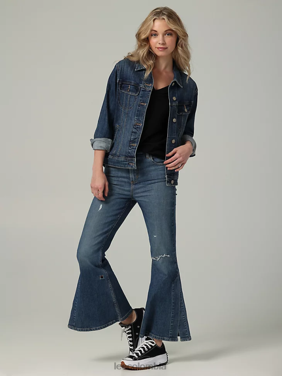 Lee mujer Vaqueros acampanados de talle alto y abertura de colección europea piedra solar ropa Z6H6F173