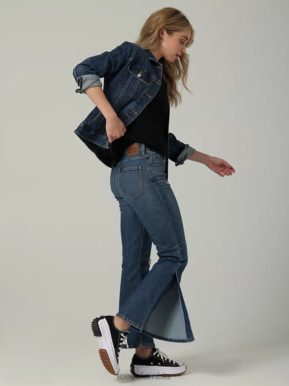 Lee mujer Vaqueros acampanados de talle alto y abertura de colección europea piedra solar ropa Z6H6F173