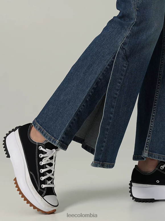 Lee mujer Vaqueros acampanados de talle alto y abertura de colección europea piedra solar ropa Z6H6F173