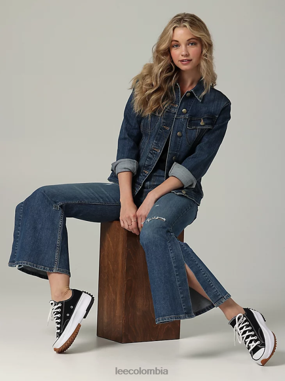 Lee mujer Vaqueros acampanados de talle alto y abertura de colección europea piedra solar ropa Z6H6F173