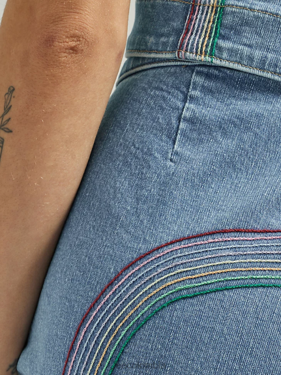 Lee mujer Vaqueros súper acampanados de talle alto y arcoíris de Freeway of Love medio arcoiris ropa Z6H6F148