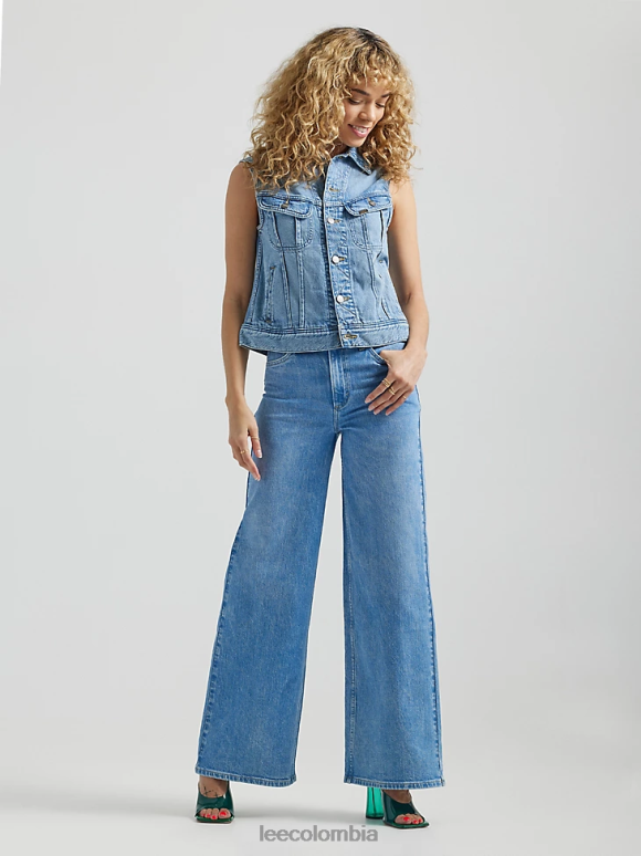 Lee mujer jeans acampanados de talle alto azul rocoso ropa Z6H6F155