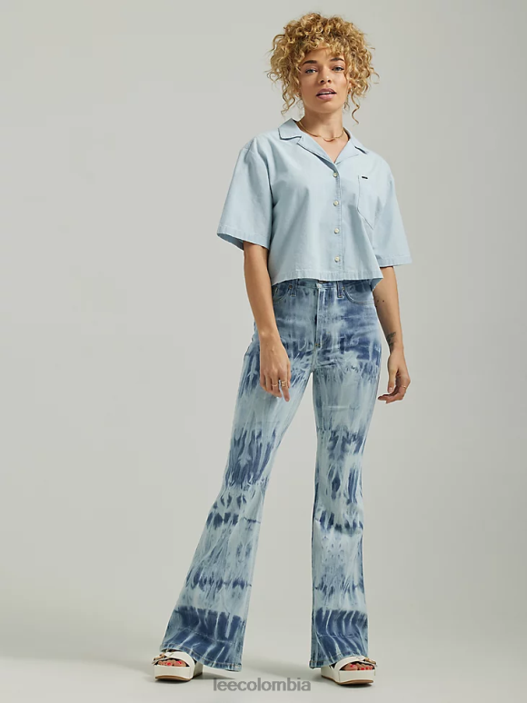 Lee mujer jeans acampanados de talle alto con teñido anudado dura tormenta ropa Z6H6F153