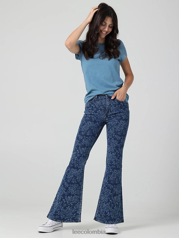 Lee mujer jeans acampanados de talle alto, modernos y vintage láser floral ropa Z6H6F151