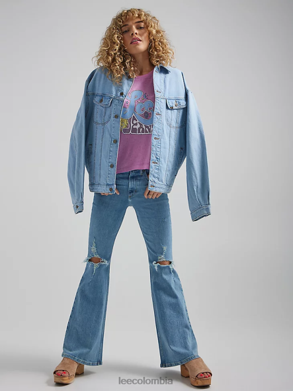 Lee mujer jeans acampanados de talle alto y rotos ritmo glacial dx ropa Z6H6F162