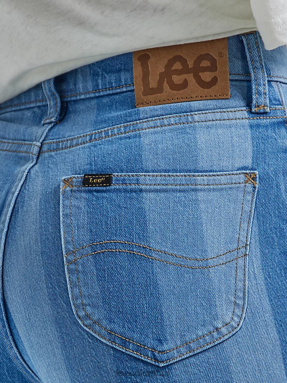 Lee mujer jeans acampanados de tiro alto a rayas golpes de azul ropa Z6H6F159