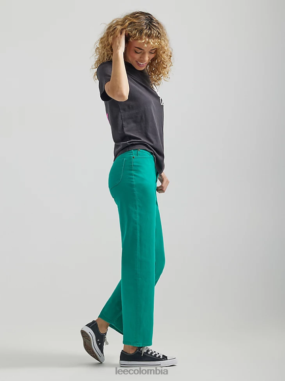 Lee mujer jeans tobilleros de color con pernera ancha y talle alto enigma verde ropa Z6H6F165