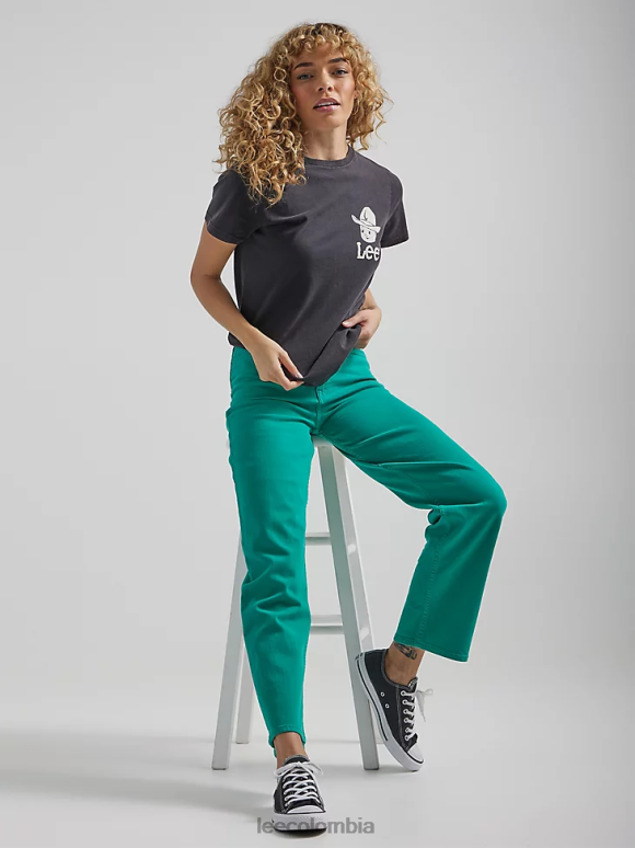 Lee mujer jeans tobilleros de color con pernera ancha y talle alto enigma verde ropa Z6H6F165