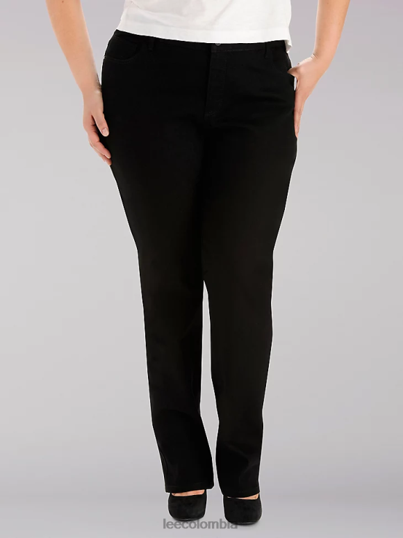 Lee mujer Vaqueros de pernera recta y corte relajado que adelgazan al instante y ajuste clásico (más) negro ropa Z6H6F97