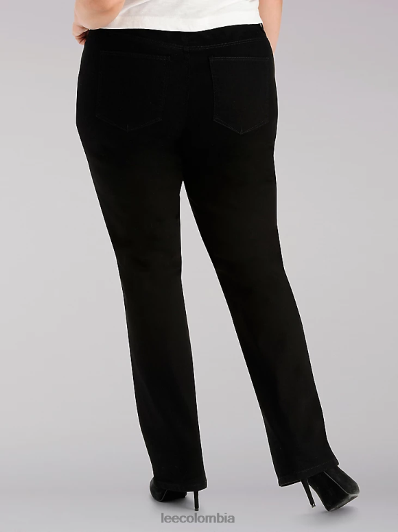 Lee mujer Vaqueros de pernera recta y corte relajado que adelgazan al instante y ajuste clásico (más) negro ropa Z6H6F97