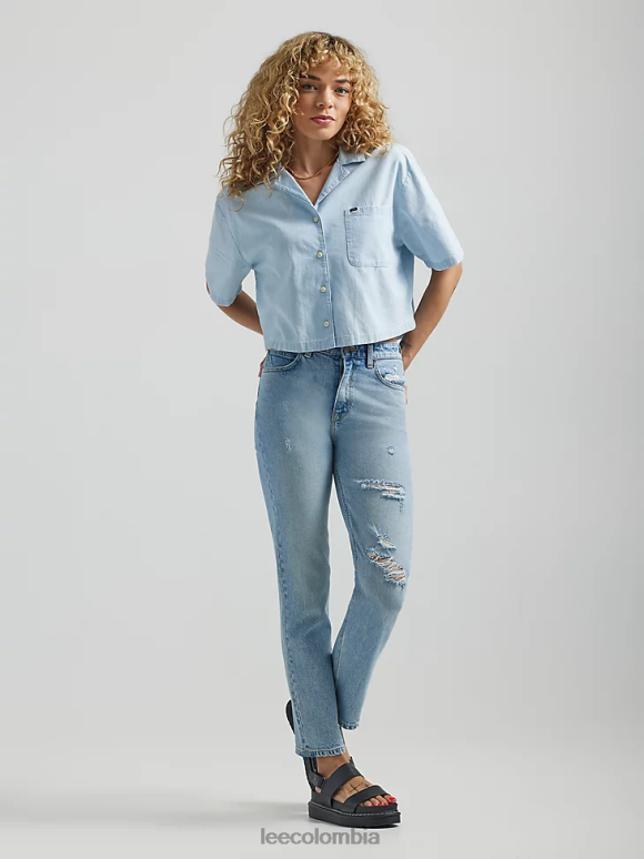 Lee mujer colección europea de vaqueros rectos carol escarcha de piedra ropa Z6H6F29