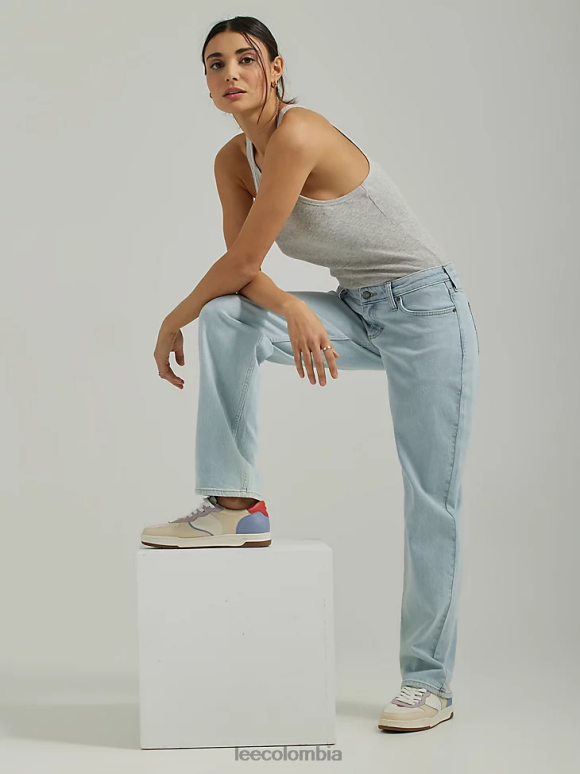 Lee mujer jeans rectos de talle bajo caminata matutina ropa Z6H6F12
