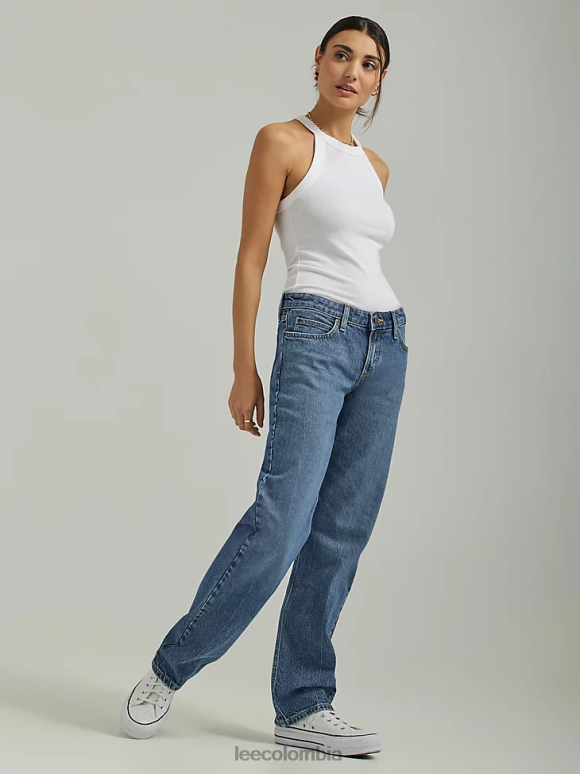 Lee mujer jeans rectos de talle bajo velocidad azul ropa Z6H6F13