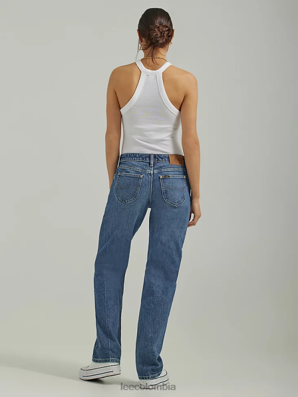 Lee mujer jeans rectos de talle bajo velocidad azul ropa Z6H6F13