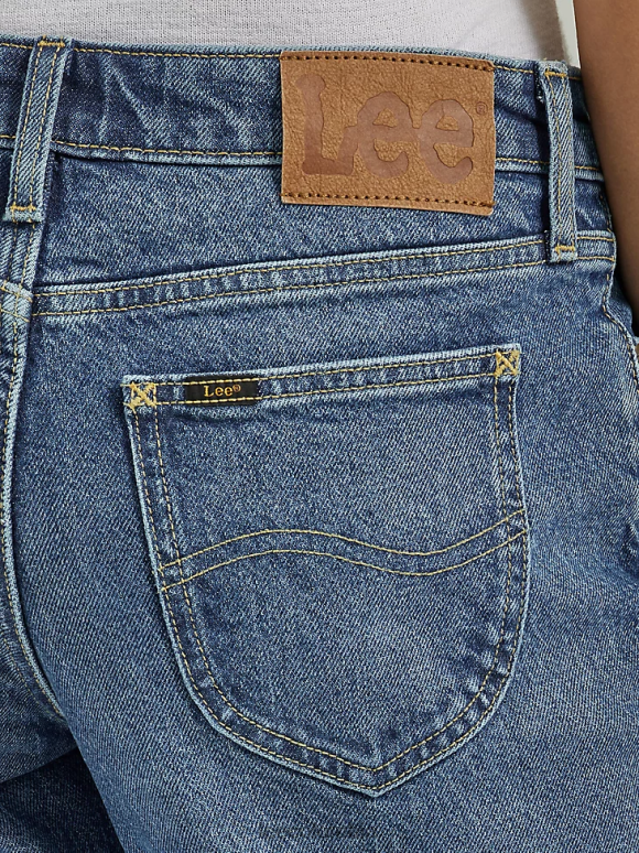 Lee mujer jeans rectos de talle bajo velocidad azul ropa Z6H6F13