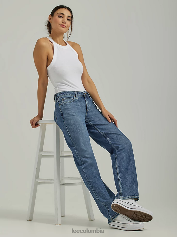 Lee mujer jeans rectos de talle bajo velocidad azul ropa Z6H6F13