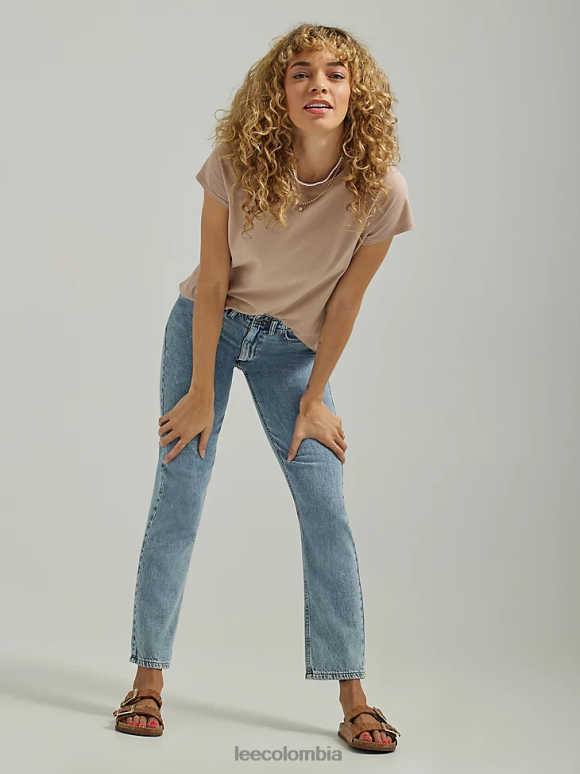 Lee mujer jeans rectos elásticos de talle alto santuario de luz ropa Z6H6F19